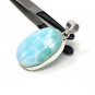 Larimar PSterling Silver Bohemian Jewelry Natural Gemstone Pendant 48.15mmx 25.15mm Default Title