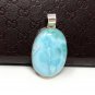 Larimar PSterling Silver Bohemian Jewelry Natural Gemstone Pendant 48.15mmx 25.15mm Default Title