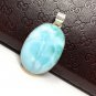 Larimar PSterling Silver Bohemian Jewelry Natural Gemstone Pendant 48.15mmx 25.15mm Default Title