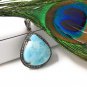 Larimar Pendant; Gemstone PendaPave Diamond Pendant Sterling Silver Pendant 38x27mm Default Title