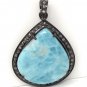 Larimar Pendant; Gemstone PendaPave Diamond Pendant Sterling Silver Pendant 38x27mm Default Title
