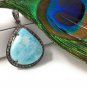 Larimar Pendant; Gemstone PendaPave Diamond Pendant Sterling Silver Pendant 38x27mm Default Title