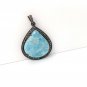 Larimar Pendant; Gemstone PendaPave Diamond Pendant Sterling Silver Pendant 38x27mm Default Title