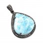 Larimar Pendant; Gemstone PendaPave Diamond Pendant Sterling Silver Pendant 38x27mm Default Title