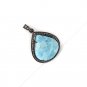 Larimar Pendant; Gemstone PendaPave Diamond Pendant Sterling Silver Pendant 38x27mm Default Title