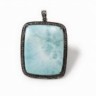 Larimar Pendant; Gemstone PendaPave Diamond Pendant Sterling Silver Pendant 54x36mm Default Title