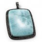 Larimar Pendant; Gemstone PendaPave Diamond Pendant Sterling Silver Pendant 54x36mm Default Title