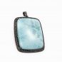 Larimar Pendant; Gemstone PendaPave Diamond Pendant Sterling Silver Pendant 54x36mm Default Title