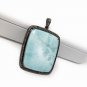 Larimar Pendant; Gemstone PendaPave Diamond Pendant Sterling Silver Pendant 54x36mm Default Title