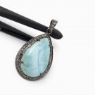 Larimar Pendant; Gemstone Pendant; Pave Diamond Pendant Sterling Silver Pendant DIY Default Title