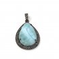 Larimar Pendant; Gemstone Pendant; Pave Diamond Pendant Sterling Silver Pendant DIY Default Title