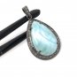 Larimar Pendant; Gemstone Pendant; Pave Diamond Pendant Sterling Silver Pendant DIY Default Title