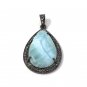 Larimar Pendant; Gemstone Pendant; Pave Diamond Pendant Sterling Silver Pendant DIY Default Title