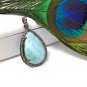 Larimar Pendant; Gemstone Pendant; Pave Diamond Pendant Sterling Silver Pendant DIY Default Title