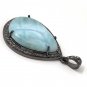 Larimar Pendant; Gemstone Pendant; Pave Diamond Pendant Sterling Silver Pendant DIY Default Title