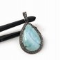 Larimar Pendant; Gemstone Pendant; Pave Diamond Pendant Sterling Silver Pendant DIY Default Title