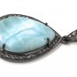 Larimar Pendant; Gemstone Pendant; Pave Diamond Pendant Sterling Silver Pendant DIY Default Title