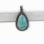 Larimar Pendant; Gemstone Pendant; Pave Diamond Pendant Sterling Silver Pendant DIY Default Title