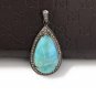 Larimar Pendant; Gemstone Pendant; Pave Diamond Pendant Sterling Silver Pendant DIY Default Title