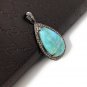 Larimar Pendant; Gemstone Pendant; Pave Diamond Pendant Sterling Silver Pendant DIY Default Title