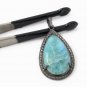 Larimar Pendant; Gemstone Pendant; Pave Diamond Pendant Sterling Silver Pendant DIY Default Title