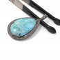 Larimar Pendant; Gemstone Pendant; Pave Diamond Pendant Sterling Silver Pendant DIY Default Title