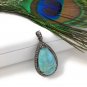Larimar Pendant; Gemstone Pendant; Pave Diamond Pendant Sterling Silver Pendant DIY Default Title