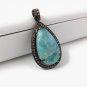 Larimar Pendant; Gemstone Pendant; Pave Diamond Pendant Sterling Silver Pendant DIY Default Title