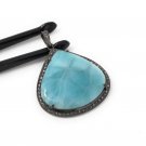 Larimar Pendant; Gemstone Pendant; Pave Diamond Pendant Sterling Silver Pendant DIY Default Title
