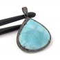 Larimar Pendant; Gemstone Pendant; Pave Diamond Pendant Sterling Silver Pendant DIY Default Title