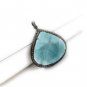 Larimar Pendant; Gemstone Pendant; Pave Diamond Pendant Sterling Silver Pendant DIY Default Title