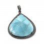 Larimar Pendant; Gemstone Pendant; Pave Diamond Pendant Sterling Silver Pendant DIY Default Title