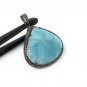 Larimar Pendant; Gemstone Pendant; Pave Diamond Pendant Sterling Silver Pendant DIY Default Title