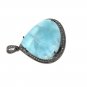Larimar Pendant; Gemstone Pendant; Pave Diamond Pendant Sterling Silver Pendant DIY Default Title