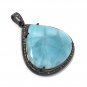 Larimar Pendant; Gemstone Pendant; Pave Diamond Pendant Sterling Silver Pendant DIY Default Title