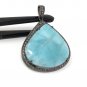 Larimar Pendant; Gemstone Pendant; Pave Diamond Pendant Sterling Silver Pendant DIY Default Title