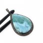 Larimar Pendant; Gemstone Pendant; Pave Diamond Pendant Sterling Silver Pendant DIY Default Title