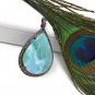 Larimar Pendant; Gemstone Pendant; Pave Diamond Pendant Sterling Silver Pendant DIY Default Title