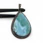 Larimar Pendant; Gemstone Pendant; Pave Diamond Pendant Sterling Silver Pendant DIY Default Title