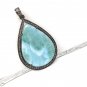 Larimar Pendant; Gemstone Pendant; Pave Diamond Pendant Sterling Silver Pendant DIY Default Title