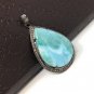 Larimar Pendant; Gemstone Pendant; Pave Diamond Pendant Sterling Silver Pendant DIY Default Title