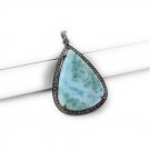 Larimar Pendant; Gemstone Pendant; Pave Diamond Pendant Sterling Silver Pendant DIY Default Title