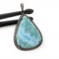 Larimar Pendant; Gemstone Pendant; Pave Diamond Pendant Sterling Silver Pendant DIY Default Title