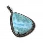 Larimar Pendant; Gemstone Pendant; Pave Diamond Pendant Sterling Silver Pendant DIY Default Title