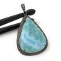 Larimar Pendant; Gemstone Pendant; Pave Diamond Pendant Sterling Silver Pendant DIY Default Title