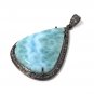 Larimar Pendant; Gemstone Pendant; Pave Diamond Pendant Sterling Silver Pendant DIY Default Title