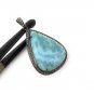 Larimar Pendant; Gemstone Pendant; Pave Diamond Pendant Sterling Silver Pendant DIY Default Title