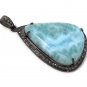 Larimar Pendant; Gemstone Pendant; Pave Diamond Pendant Sterling Silver Pendant DIY Default Title