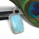 Larimar Pendant; Gemstone Pendant; Pave Diamond Pendant Sterling Silver Pendant DIY Default Title