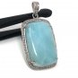 Larimar Pendant; Gemstone Pendant; Pave Diamond Pendant Sterling Silver Pendant DIY Default Title